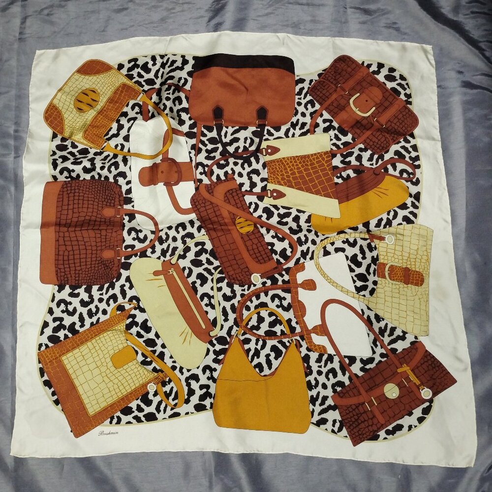 ❤️BRAHMIN Piano Shawl Silk Scarf Handbag Purse Theme 34x34